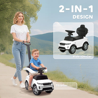 Land Rover Discovery Licensed Baby Push Car, 2-in-1 Ride on Car with Push Handle and Safety Guardrail, White