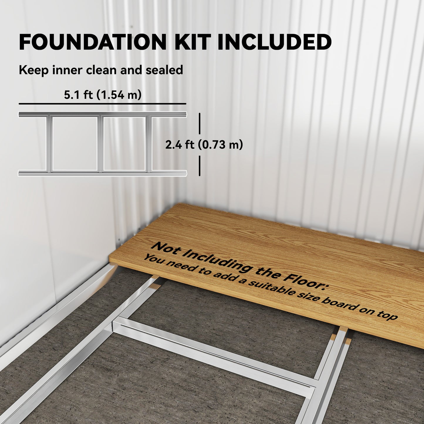 6.5 x 4FT Galvanised Metal Shed with Foundation Kit, Lockable Tool Garden Shed with Double Sliding Doors, Vents, Green