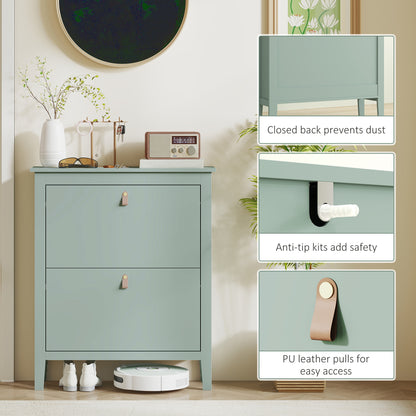 Modern Two-Drawer Shoe Cabinet - Green