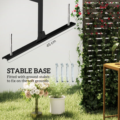 Decorative Privacy Fence Screen, Metal Outdoor Privacy Screen Climbing Plant Trellis with Stand, 122 x 198 cm, Black