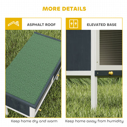 Wooden Rabbit Hutch Guinea Pig Hutch Bunny Cage Small Animal Habitat Openable Asphalt Roof for Outdoor Use 90 x 45 x 65 cm