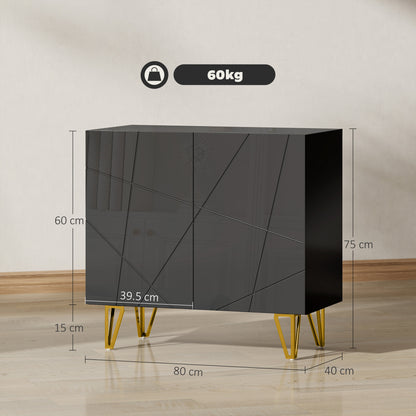 Modern Luxe High Gloss Sideboard, with Hairpin Legs - Black