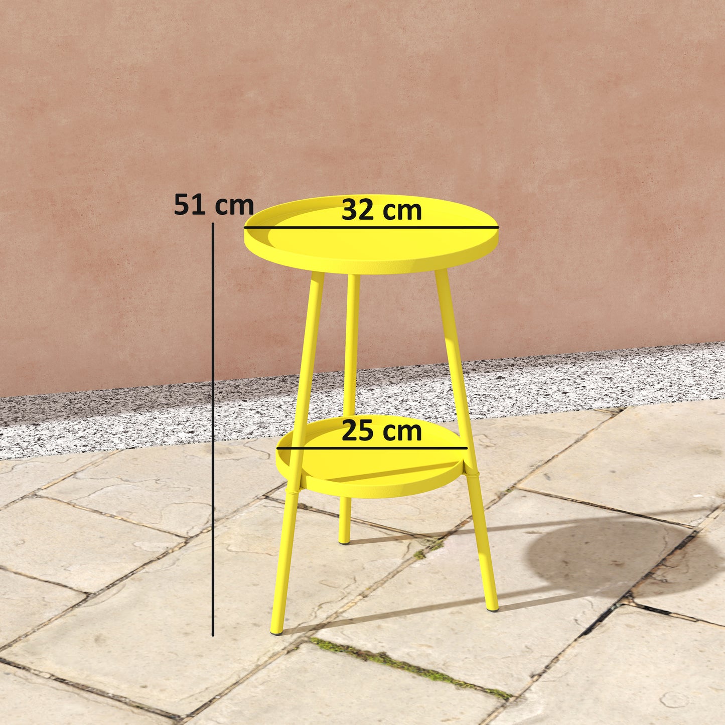 Two-Tier Metal Garden Table - Yellow
