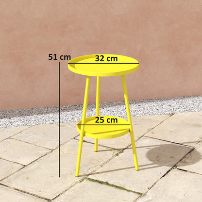 Two-Tier Metal Garden Table - Yellow
