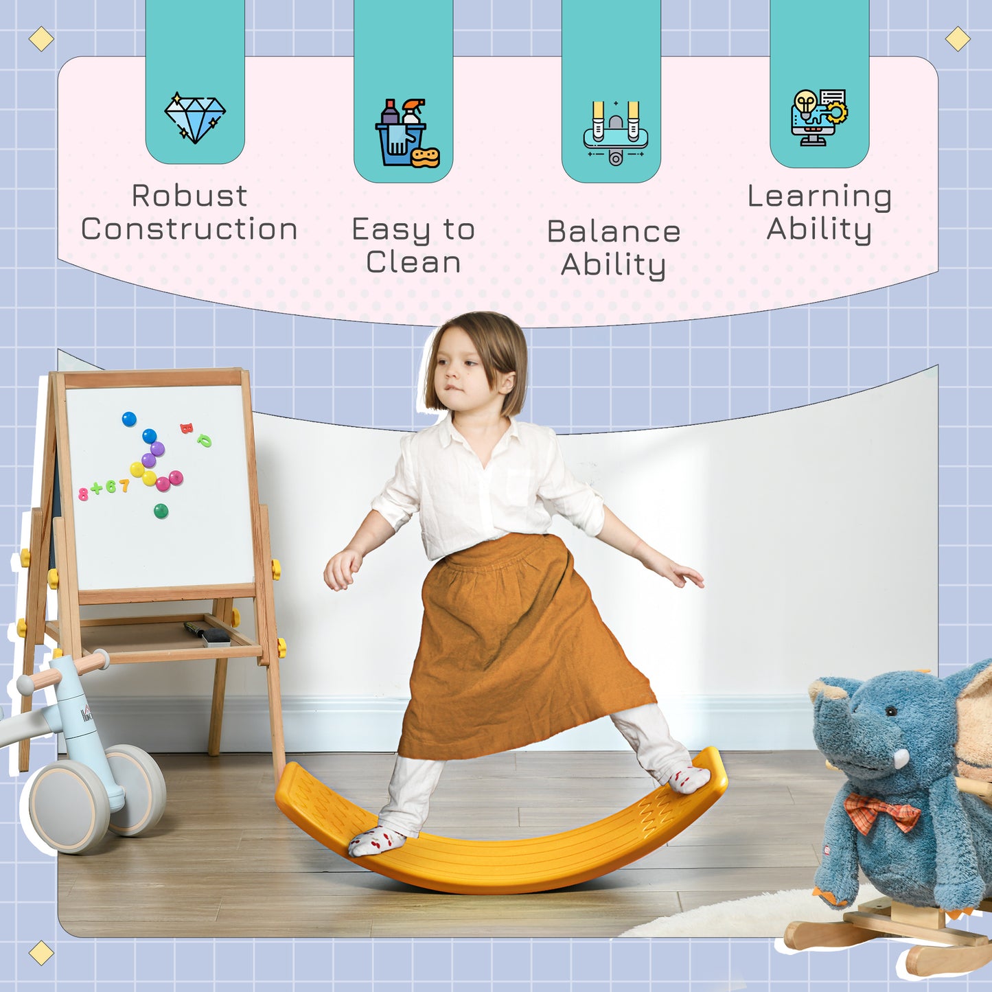 ZONEKIZ Balance Board Kids Wobble Board, Stepping Stone, Montessori Toy for Children, Nursery Toy, for Ages 3-6 Years