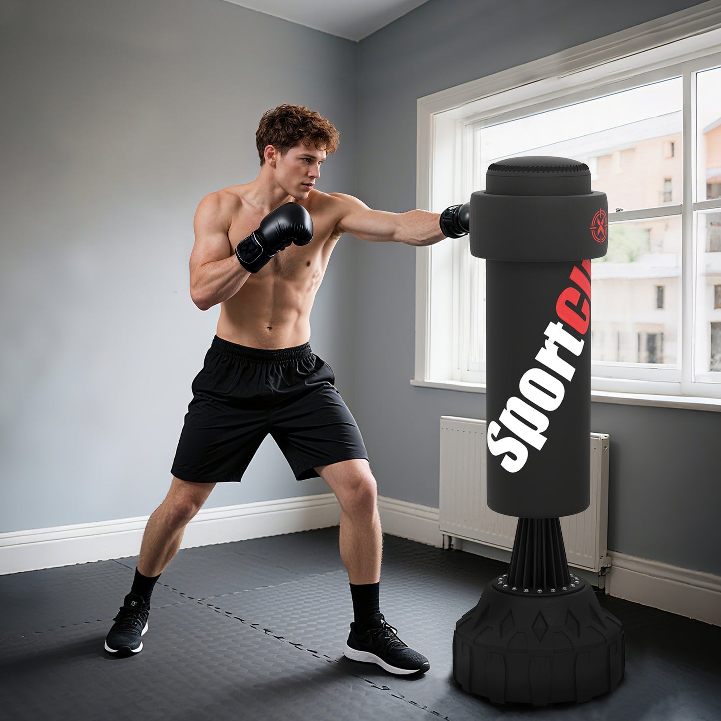175cm Heavy Boxing Bag with Stand and Suction Cup Base