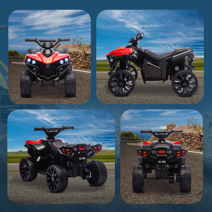 6V Kids ATV, 4 Wheeler Electric Ride on Car with Music and LED Headlights, for Ages 18-56 Months Boys and Girls, Red