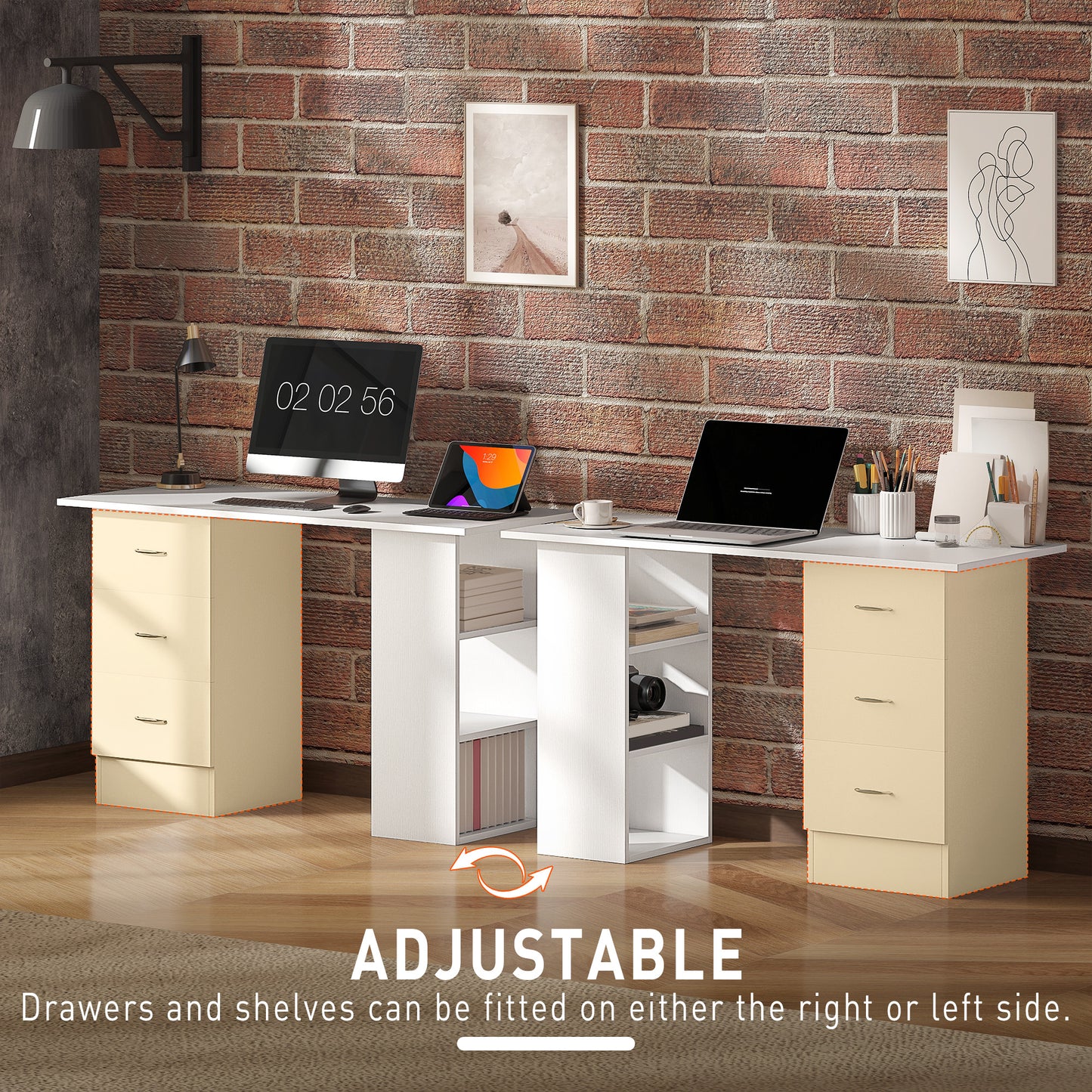 Computer Desk, Home Office Desk, Writing Table, PC Workstation with 3 Storage Shelves and 3 Drawers for Working, Study