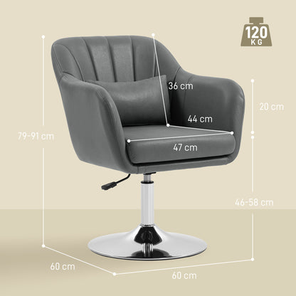 Swivel Accent Chair, Microfiber Cloth Tub Vanity Chair, Modern Armchair with Adjustable Height and Lumbar Support for Living