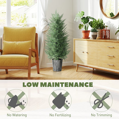 90cm Artificial Cypress Trees Set of 2, UV Resistant Artificial Plants with Decorative Pot