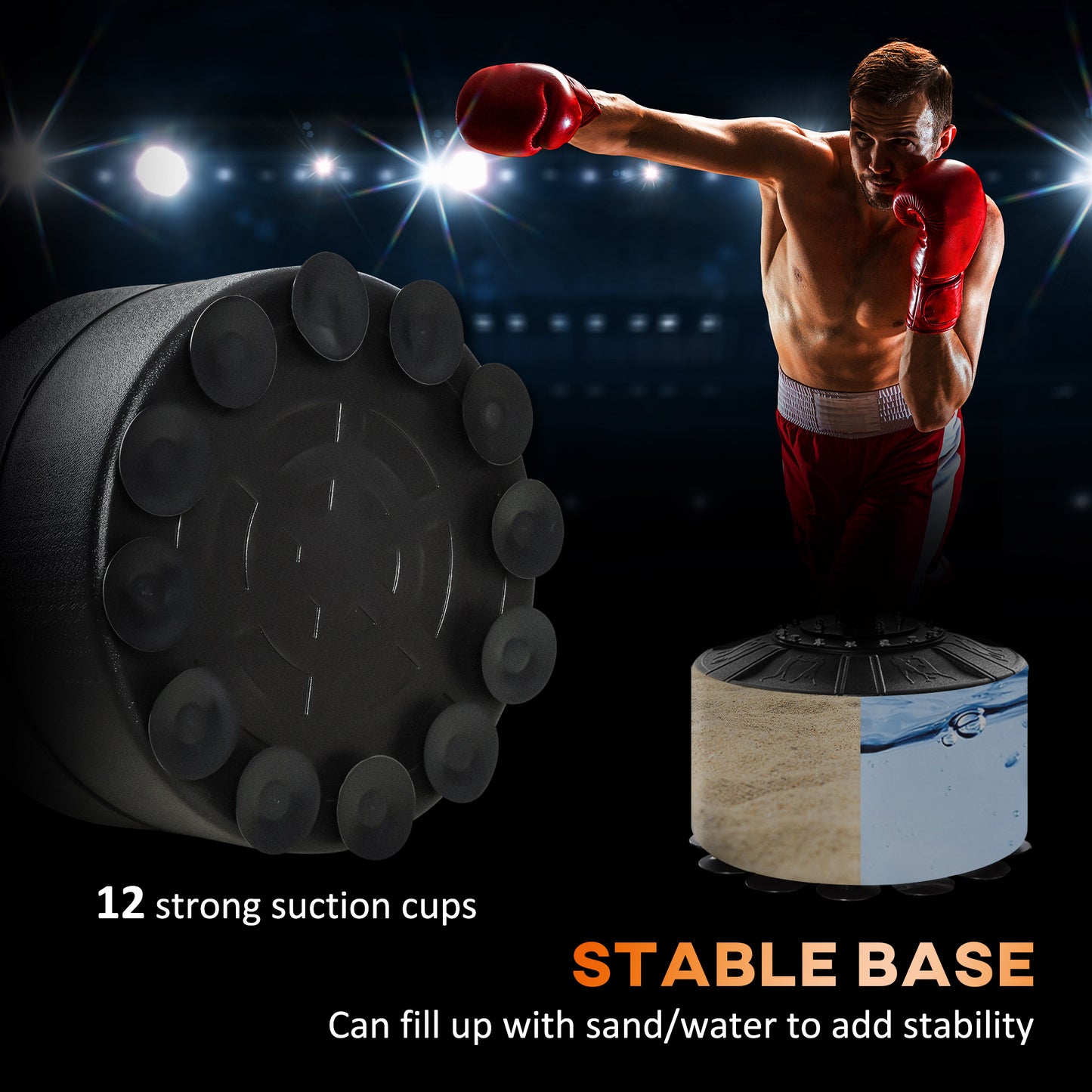 4-in-1 Boxing Punching Bag, Freestanding with 2 Speed Bals, 360° Reflex Bar, 160-230cm Adjustable Height, Red