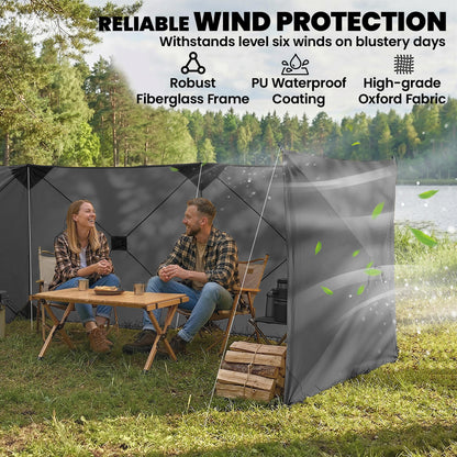 Camping Windbreak Pop Up Windbreaker Blocker with Ropes Pegs for Beach Caravan Outdoor 480 x 120 cm