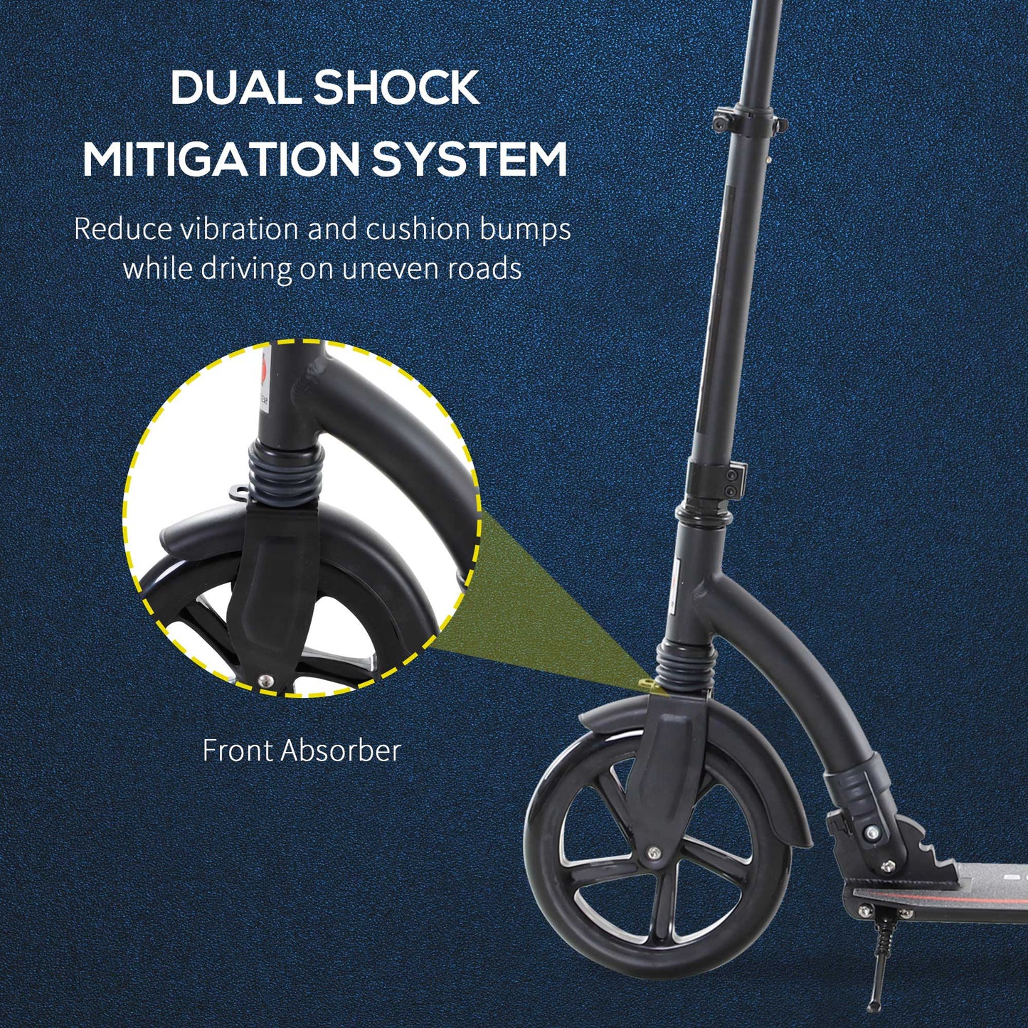 Foldable Kick Scooter with Double Shock Absorption and Big Wheels