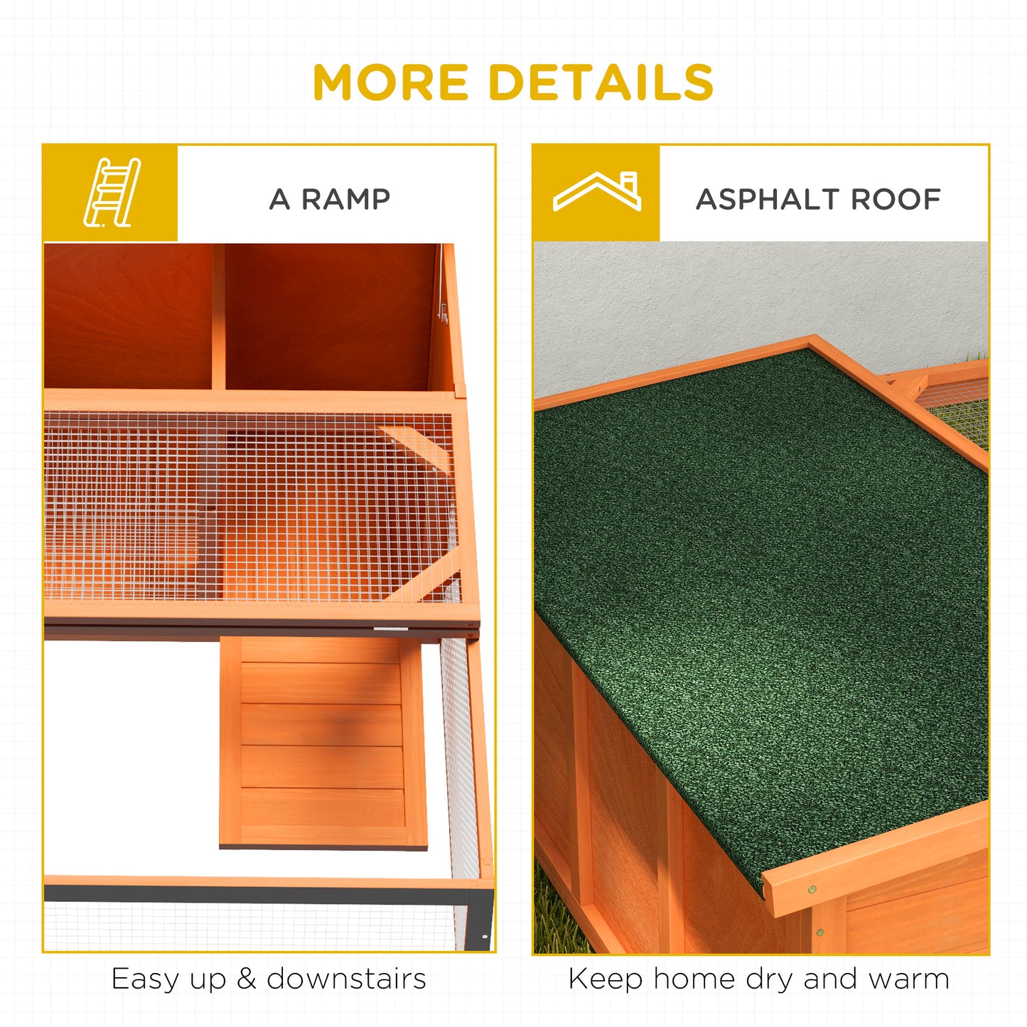 Rabbit Hutch Outdoor Guinea Pig Hutch with Run Small Animal Off-ground Duck House Hideaway Garden with Openable Roof 125.5 x