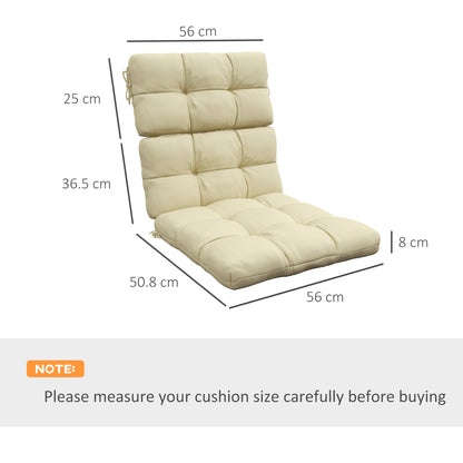 2-Piece Seat Cushion Replacement with Backrest, Garden Patio Chair Cushions Set with Ties, Beige