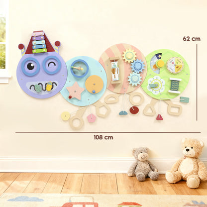 Caterpillar Busy Board with 7 Activities, for Nursery, Playroom, Home, for 3+ Years