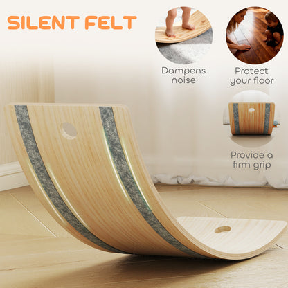 Kids Wooden Balance Board with Rope, Wooden Wobble Board with Felt for Sensory Play, for Toddler 3-6 Years Old