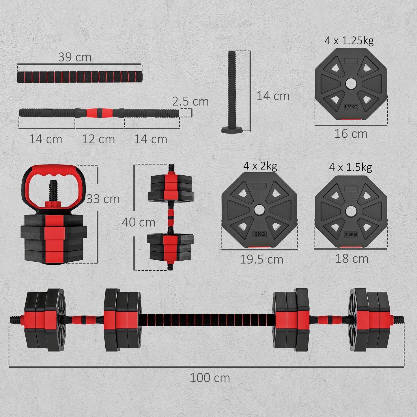 6-in-1 Adjustable Weight Dumbbells Set, Used as Kettlebell, Barbell, Dumbbell, Push-Up Stand