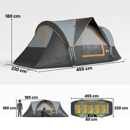 5 Man Camping Tent, Large Tunnel Tent, Water Resistant Hiking Shelter with Groundsheet and Carry Bag, Black