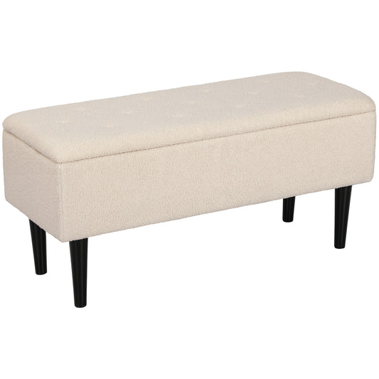 57L Teddy Fleece Storage Ottoman - Cream
