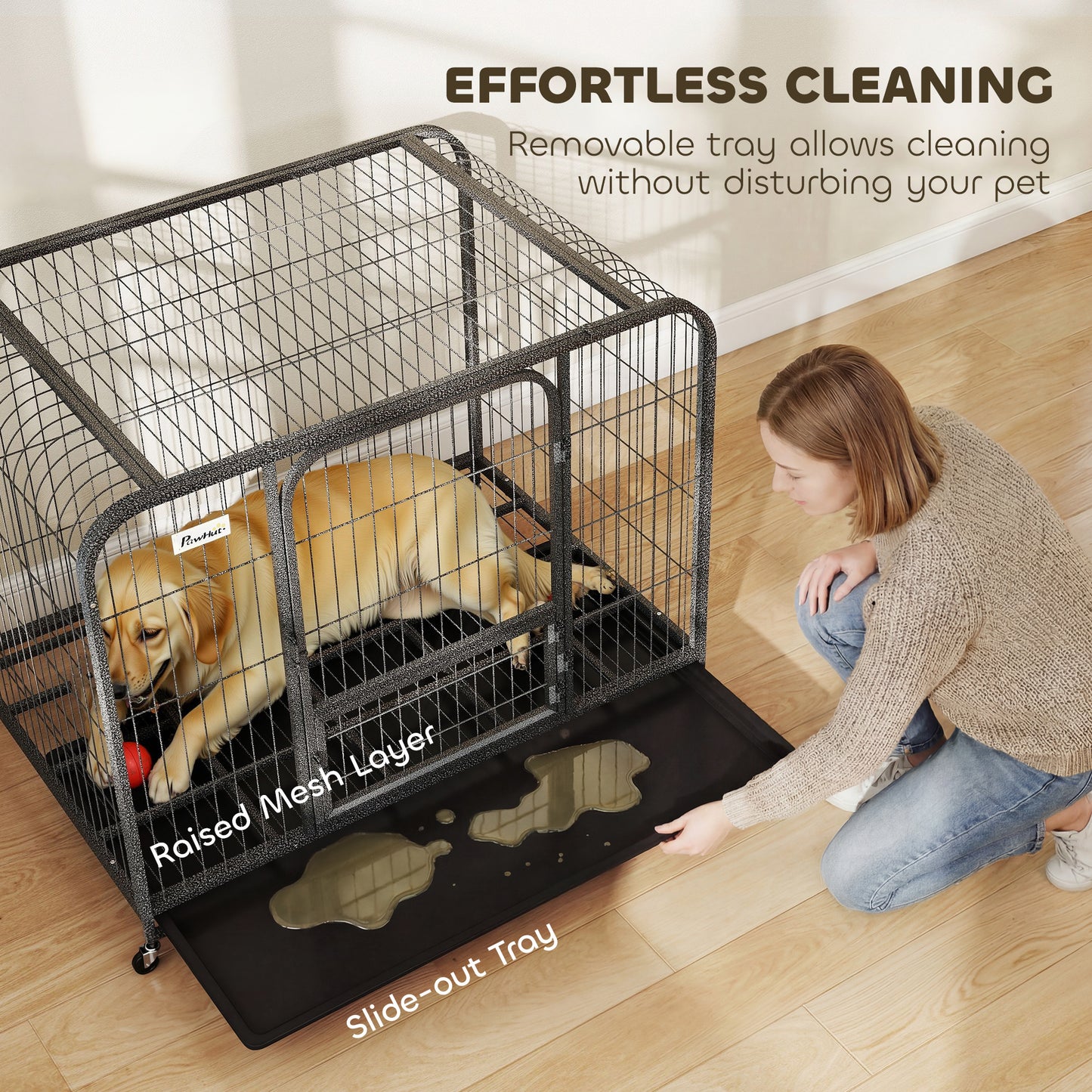 Heavy Duty Dog Crate,116 x 77 x 88 cm, Large Dog Cage for Small to Large Breeds