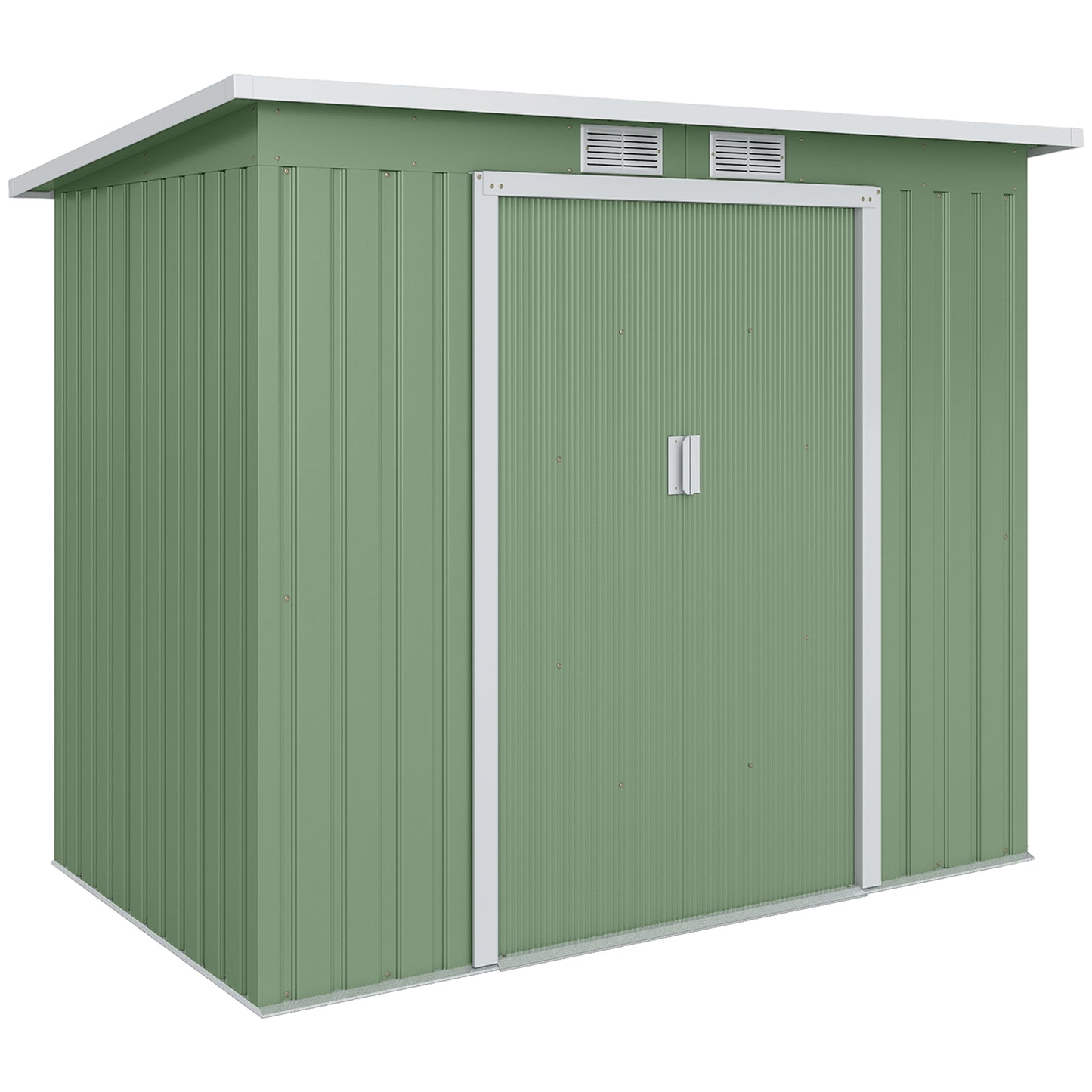 7 x 4ft Galvanised Steel Garden Shed, with Foundation Kit - Green