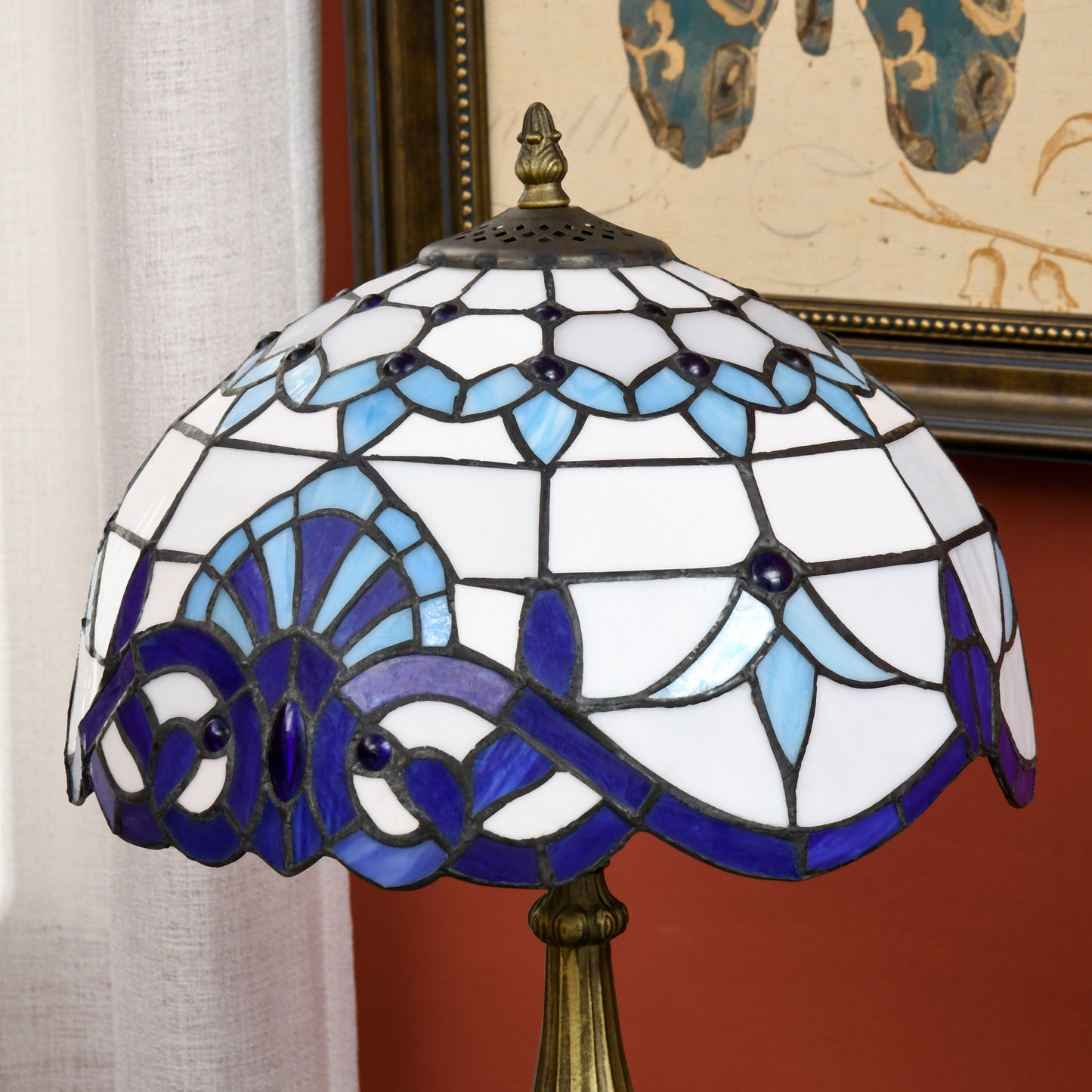 Tiffany Stained Glass Table Lamp, Handmade Antique Bedside Lamp for Bedroom, Living room, Home, Nightstand