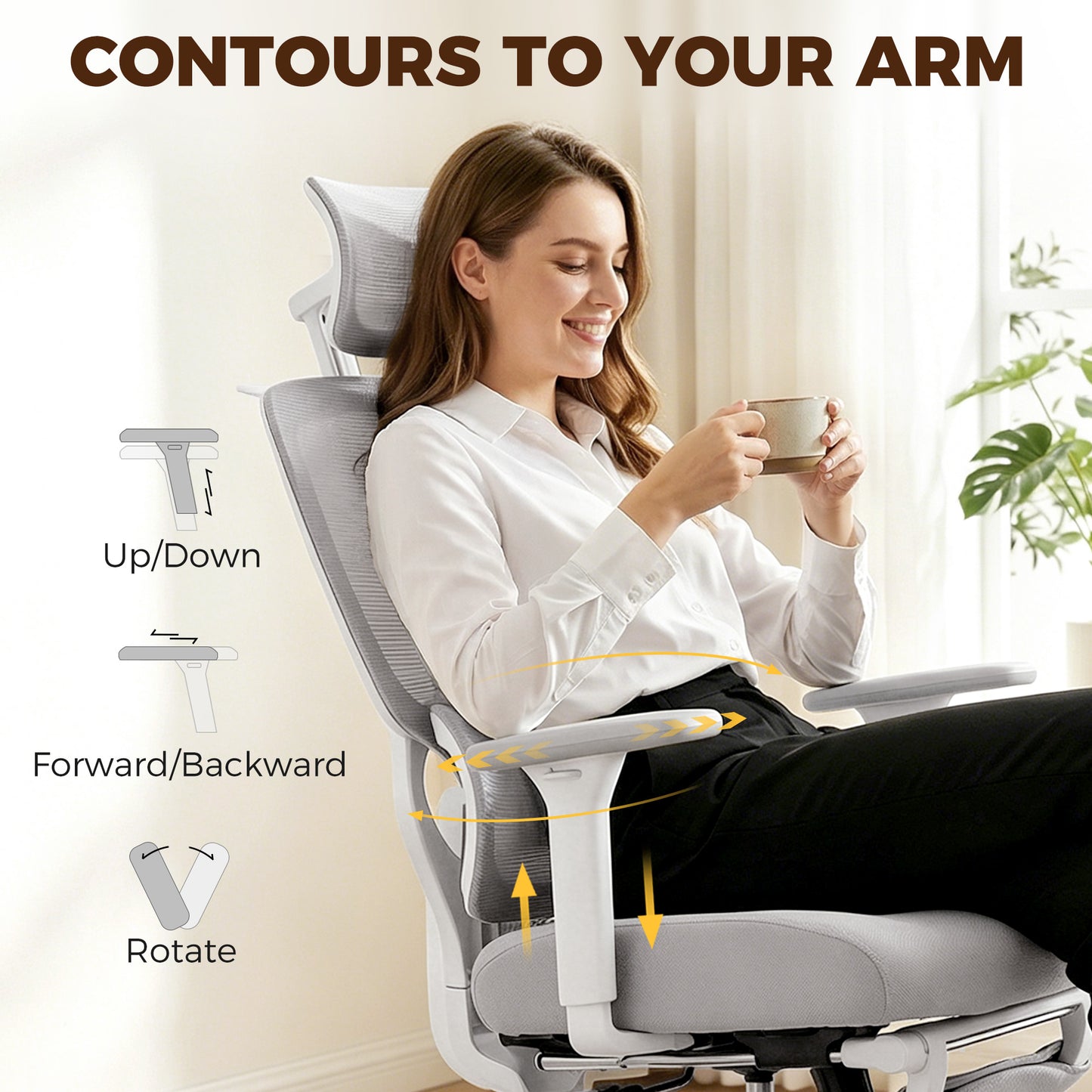 Ergonomic and Adjustable Office Chair - Grey