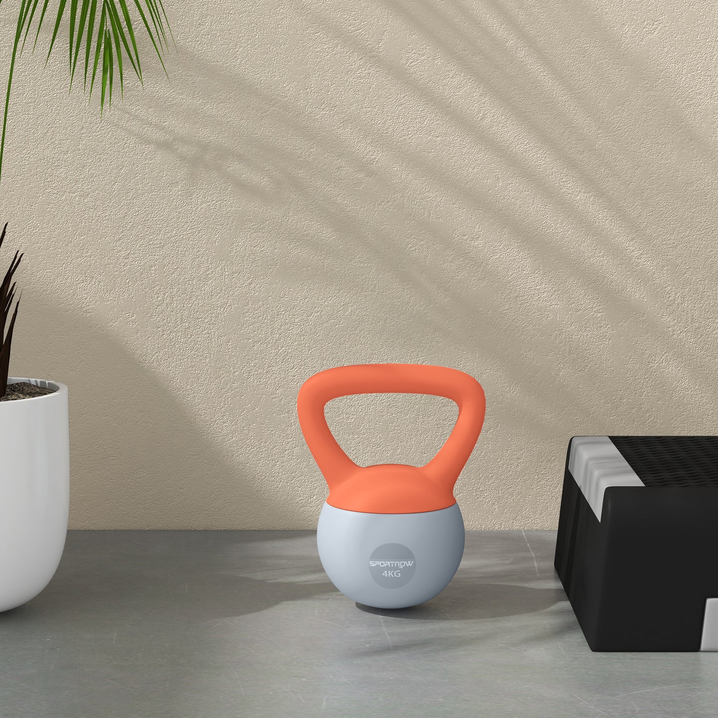 4KG Soft Kettlebell, Kettlebell with Non-Slip Handle for Home Gym, Weight Lifting, Strength Training, Orange/Grey
