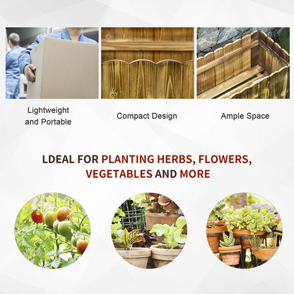 70L Raised Garden Bed, Wooden Rectangle Planter Box, Outdoor Herb Vegetable Flower Pot (80L x 33W x 30H cm)