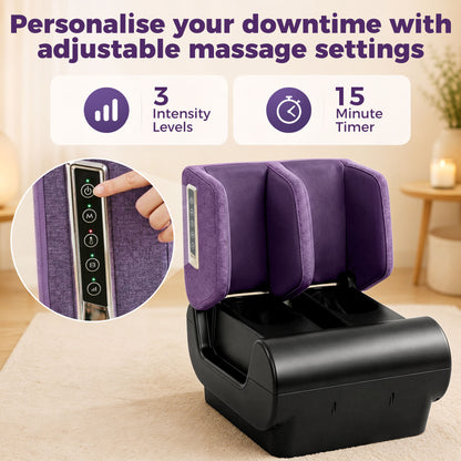 2 in 1 Foot and Calf Massager with Heat, Air Compression, Timer, 3 Modes & Intensities, Purple and Black