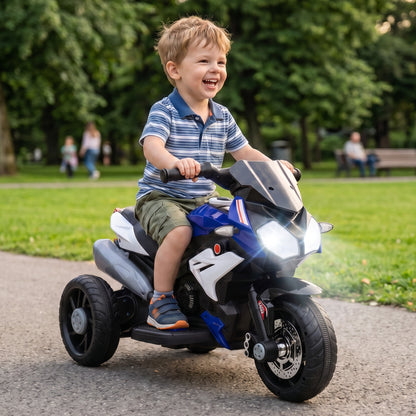Kids Electric Motorcycle, 6V Ride on Motorcycle with 3 Wheels, LED Headlight, Music, Horn for Boys Girls 3-5 Y, Blue