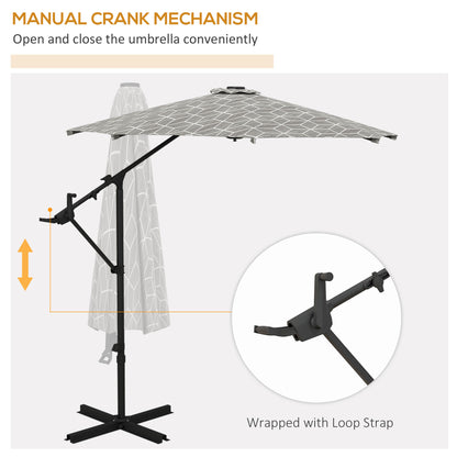3(m) Convertible Cantilever Parasol and Centre-post Garden Parasol with Cross Base, 360° Rotation Banana Parasol