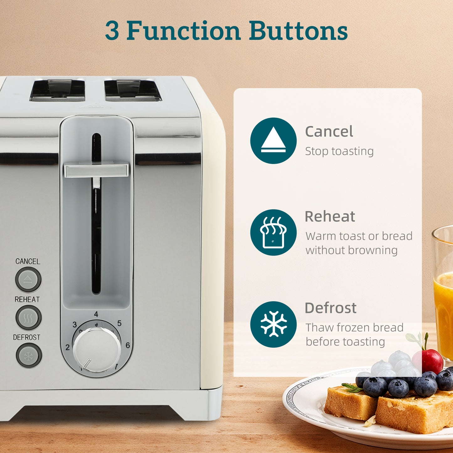 Retro Toaster and Kettle Set - Cream