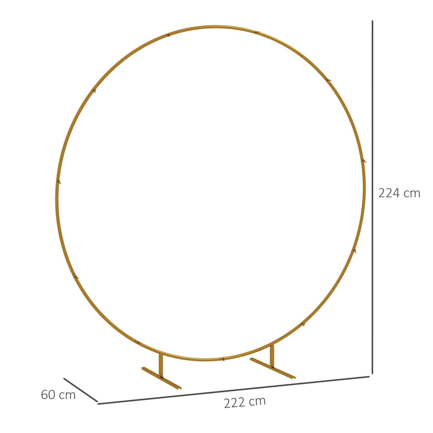 222cm Gold Tone Backdrop Stand, Round Metal Wedding Arch for Birthday Party, Bridal Shower, Graduation, Ceremony
