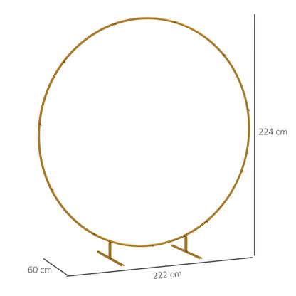 222cm Gold Tone Backdrop Stand, Round Metal Wedding Arch for Birthday Party, Bridal Shower, Graduation, Ceremony