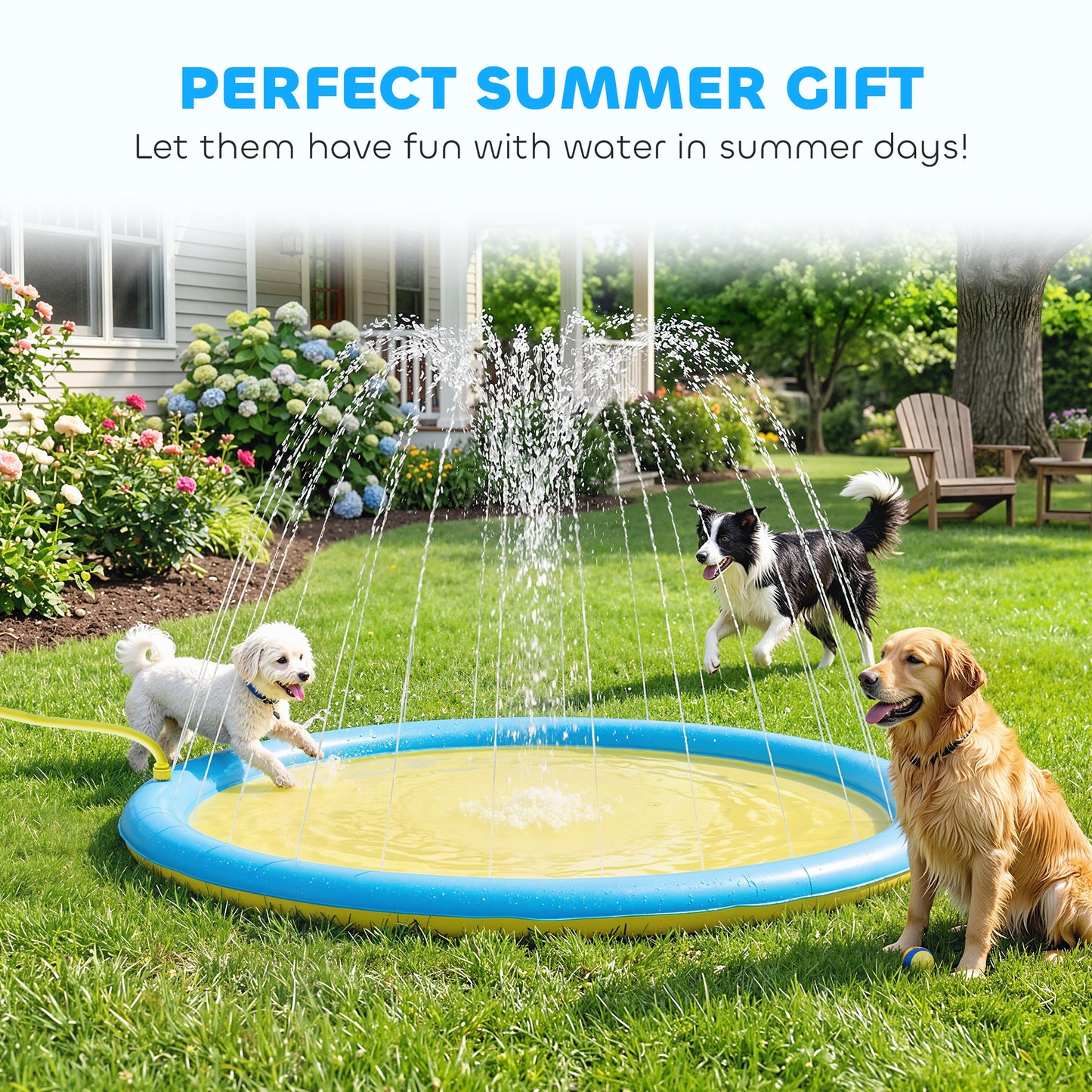 Dog Splash Pad for Garden, Patio, Summer Fun, 170 cm