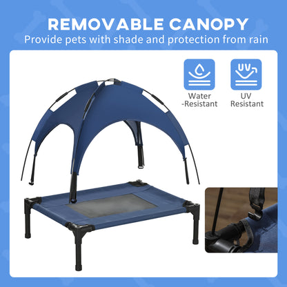 Outdoor Dog Bed with Removable Canopy, Portable Raised Dog Bed for Camping, Garden & Beach