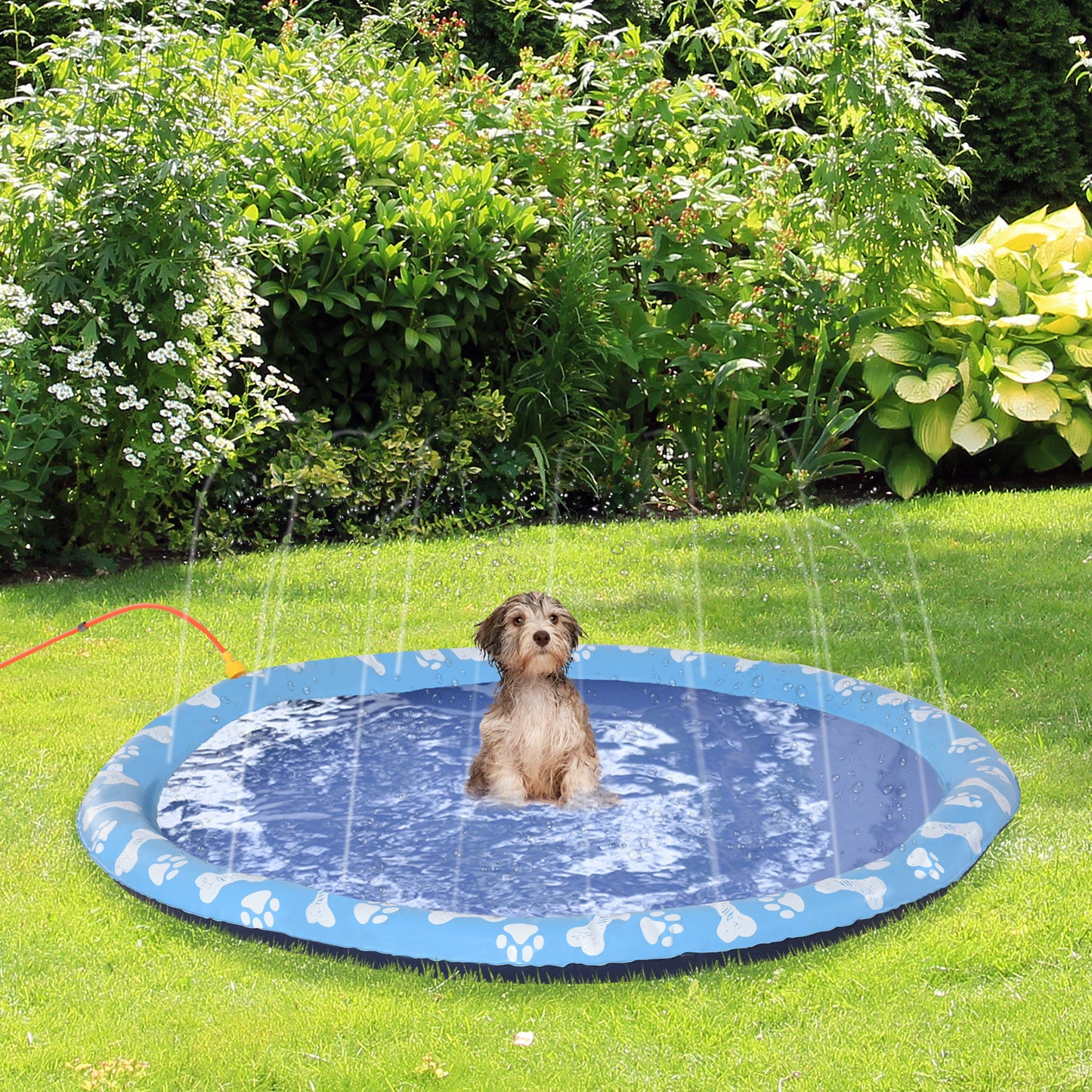 Dog Splash Pad, Pet Sprinkler Mat, Non-Slip Dog Paddling Pool