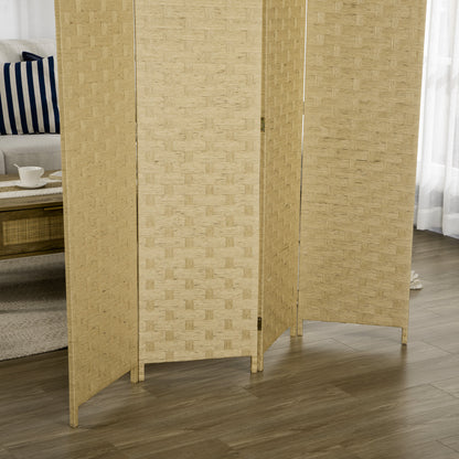 Wave Fibre Freestanding Folding Privacy Screen Panels, Room Divider, Brown