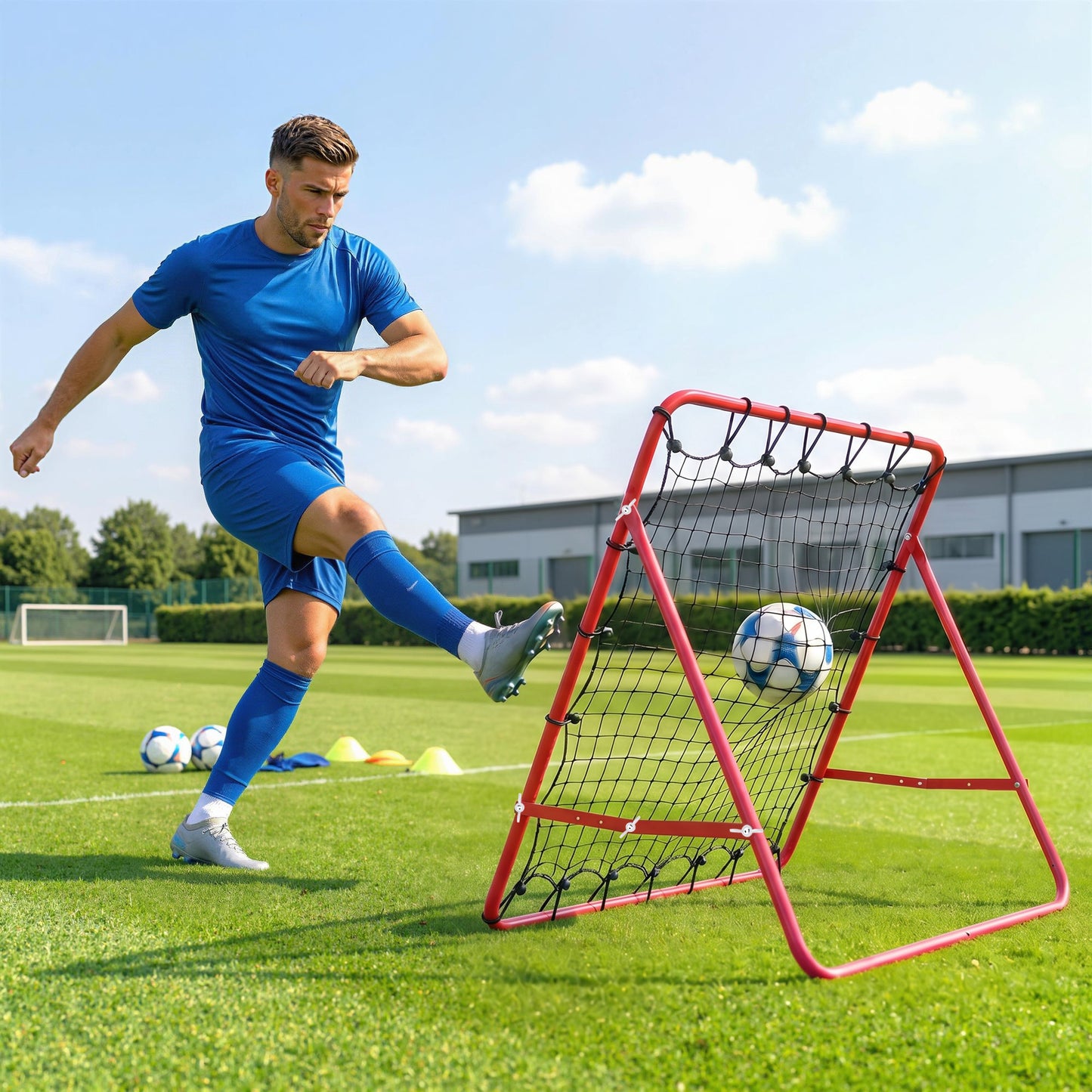 Rebounder Net, Practise Kickback Goal, for Teens, Adults Training - Red