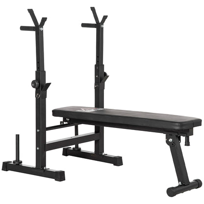 Adjustable Weight Bench, Foldable Bench, with Barbell Rack, Black