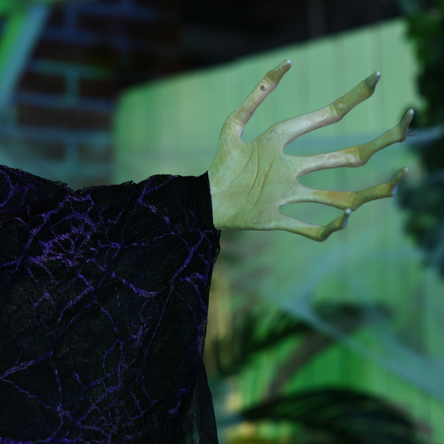 6ft Outdoor Halloween Decoration Witch, Hanging Witch Prop Life Size with Sound and Motion Activated, Light Up Eyes