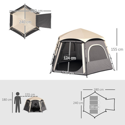 Instant Pop Up Camping Tent, 2/3/4 Person Easy Setup Dome Family Tent with Vestibule, Rainfly, 4 Mesh Windows & 2 Doors