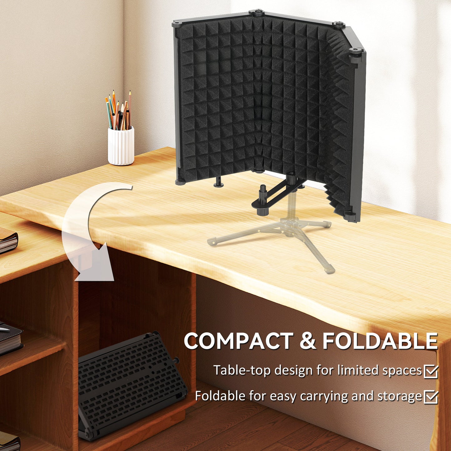 Studio Microphone Isolation Shield, Foldable Adjustable Recording Studio Equipment