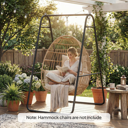 Hammock Chair Stand Only 150KG Load Capacity for Indoor Outdoor, Black