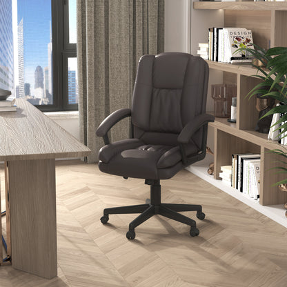 Office Chair, Computer Desk Chair, PU Leather Mid Back Executive Chair with Adjustable Height and Swivel Rolling Wheels for H