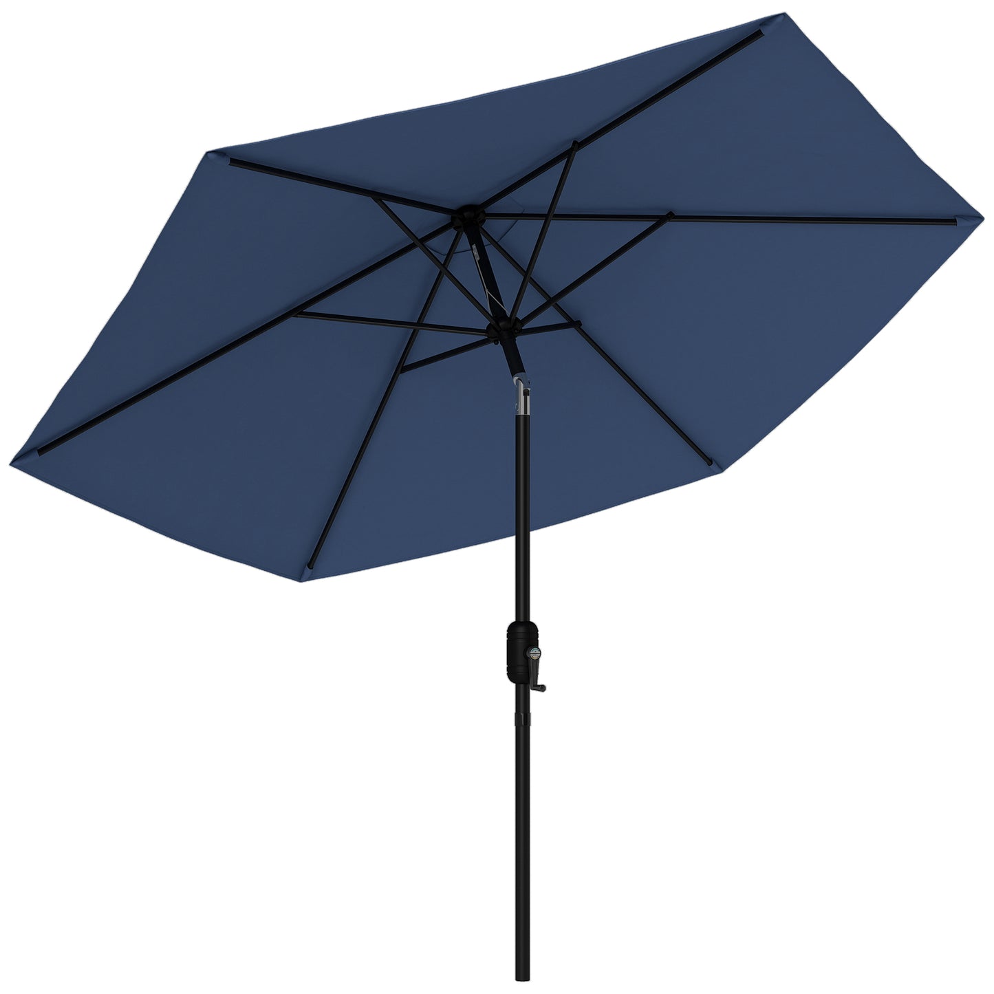 2.6 m Garden Parasol Umbrella with Aluminium Pole, Outdoor Patio Umbrella with Tilt and Crank, Vent, Navy Blue