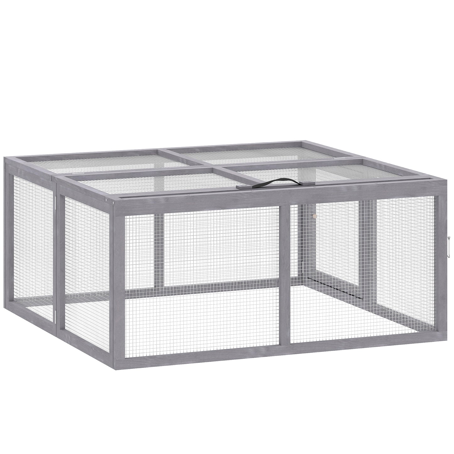 Rabbit Hutch Outdoor, Foldable Guinea Pig House with Openable Top, for 3 Bunnies, Ducks, Chickens, 110 x 105 x 50 cm