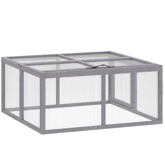 Rabbit Hutch Outdoor, Foldable Guinea Pig House with Openable Top, for 3 Bunnies, Ducks, Chickens, 110 x 105 x 50 cm